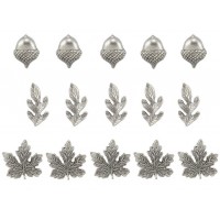DECORATIVE AUTUMN LEAVE PUSHPINS ANTIQUE SILVER T-322AS BY NORMA JEAN DESIGNS   282241291340